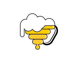 Beer glass with bee hive