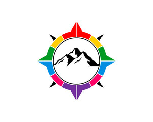 Rainbow compass with mountain