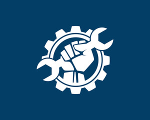 Gear with hand and wrench inside