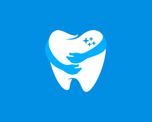 White teeth with hugging hands