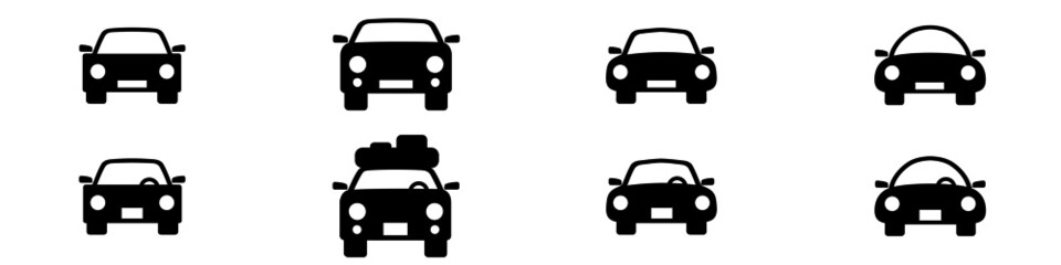 Set of icons representing car, automobile or motor vechile. Vector Illustration