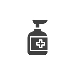 Hand sanitizer bottle vector icon. filled flat sign for mobile concept and web design. Antiseptic gel glyph icon. Symbol, logo illustration. Vector graphics