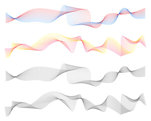 Abstract line waves digital design set vector illustration