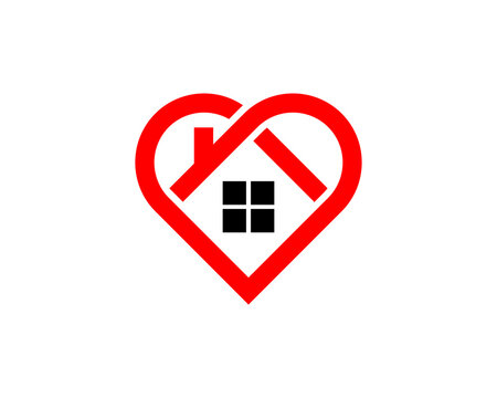 Infinity love house with heart shape line