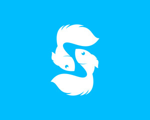 Twin goldfish with S letter initial