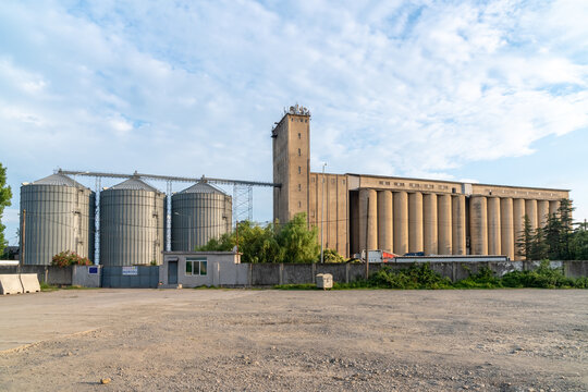 flour mill grain elevators and railroad tracks - Poti, Georgia