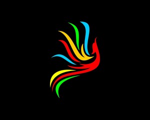 Rainbow flying phoenix