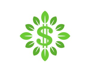 Circle leaf with Money logo inside