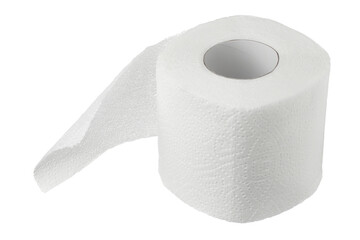 Roll of toilet paper or tissue isolated on white background with clipping path and full depth of field.