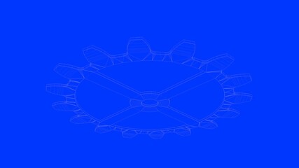 3d rendering of a white lines illustration isolated on blue background