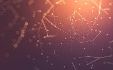 Abstract background. Molecules technology with polygonal shapes, connecting dots and lines. Connection structure. Big data visualization.
