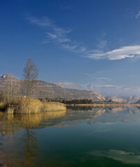 Reflections in the mountains and sky lake