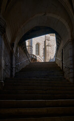 Entrance to a medieval abbey in France