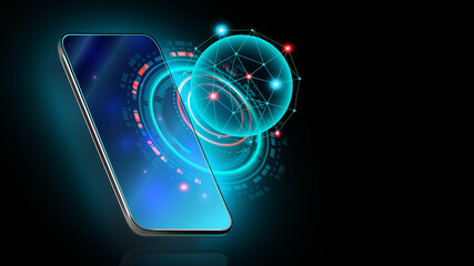 Artificial intelligence provide access to information and data in online networks via smartphone. AI in the form of  bot coming out of the screen phone and offers to use digital mind