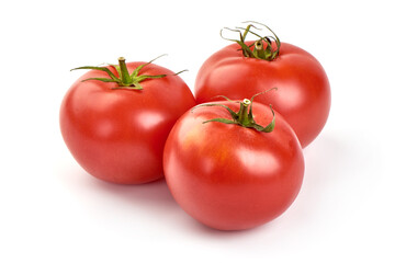 Fresh ripe tomatoes, isolated on white background