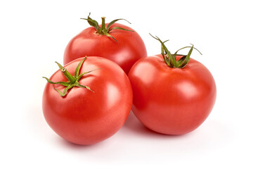 Fresh ripe tomatoes, isolated on white background