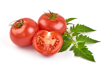 Fresh ripe tomatoes, isolated on white background