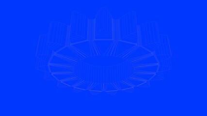 3d rendering of a white lines illustration isolated on blue background