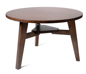 Oval wooden classic table isolated on white