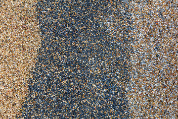 Variety of colorful stone carpets, marble pebbles and epox resin flooring