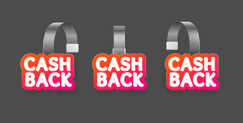 Realistic Detailed 3d Wobbler Cash Back Labels Set. Vector - obrazy, fototapety, plakaty