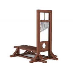 guillotine with text sanction on white background. Isolated 3d illustration
