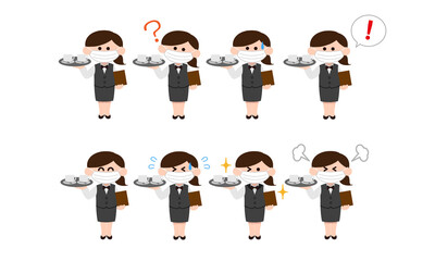 マスクをつけたウェイトレスセット（デフォルメカラー）