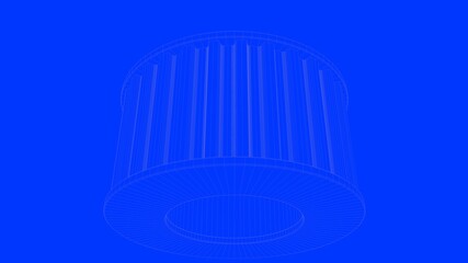 3d rendering of a white lines illustration isolated on blue background