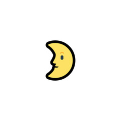 Half Moon, Smiling Face Vector Icon. Isolated Moon Cycle, Lunar Phases Illustration