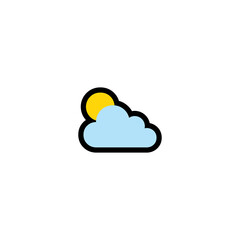 Sun with Cloud Vector Icon. Isolated Weather Illustration