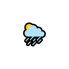 Rainy Weather Vector Rain Icon. Isolated Sun and Cloud Illustration