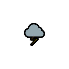 Thunderstorm Vector Icon. Isolated thunderbolt, cold weather condition illustration