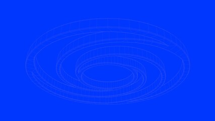 3d rendering of a white lines illustration isolated on blue background