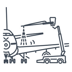 Thin line icon airport aviation safety, airplane maintenance