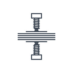 Thin line icon manufacture, bonding of wood, metal