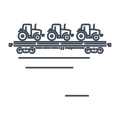 Thin line icon freight rail transport, railway, autorack