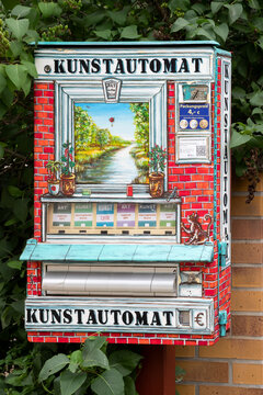 Art machine (Kunstautomat) in Caputh, Germany near the castle. From the art automats you can buy small art surprises in the form of e.g. small pictures.