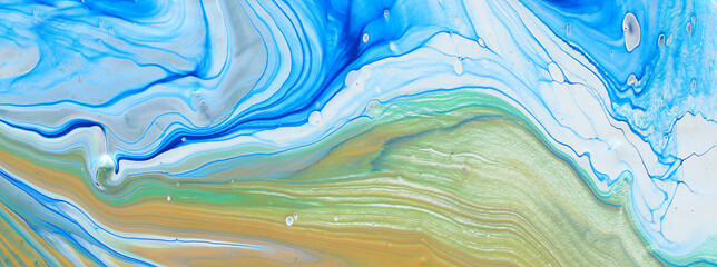 art photography of abstract marbleized effect background. Blue, white and gold creative colors. Beautiful paint.