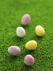 Mini eggs on grass