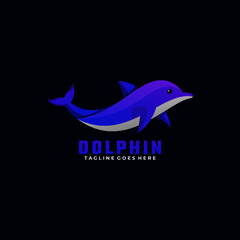 Vector Logo Illustration Dolphin Gradient Colorful Style.