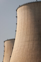 Cooling towers of power plant with stairs to reach the top