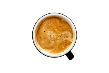 black cup of coffee on white background. clipping path