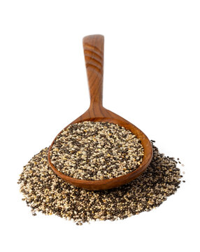 Spoom with chia seeds isolated on white