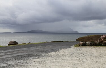 Clare Island in Clew Bay from the Spanish Armada Viewpoint on the Wild Atlantic Way, County Mayo, Ireland.
