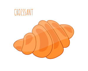 Croissant on white background. Healthy breakfast. French croissant. Flat style. 