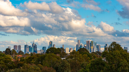 Fototapeta na wymiar A large panorama of the city of Melbourne, Victoria, Australia