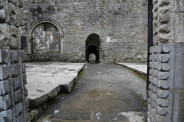 The ruined Royal  Augustinian Abbey ruins in the centre of Cong village, County Mayo, Ireland.