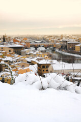 Panorama of Florence with Snow in Winter, Florence, Tuscany, Italy