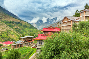 Fototapeta na wymiar scenic view of keylong village, manali-leh highway, Himachal Pradesh, India