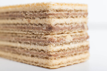 Chocolate waffles for dessert, closeup, background, texture